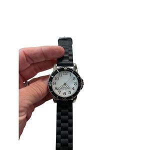 Men's Stainless Steel Analog Watch With Black Silicone Strap Water Resistant